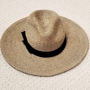 Scala Braided Woven Paper Straw Fedora Sun Hat, Grosgrain Band, Toggle, OS, NWOT